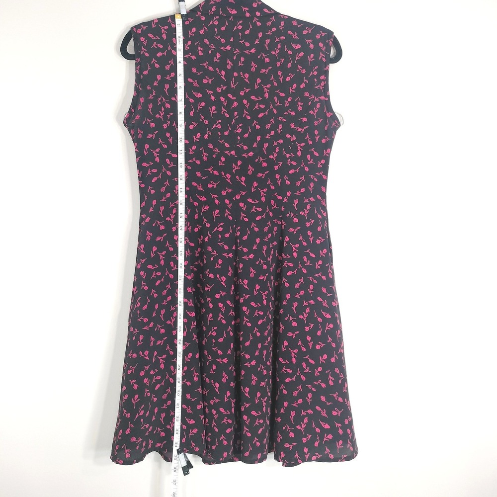 Rena Rowan Y2K 90s Black Pink Floral Dress; Sleeveless Button Down Midi - Picture 7 of 7